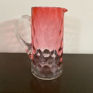 Elegant Pink and Clear Glass Pitcher